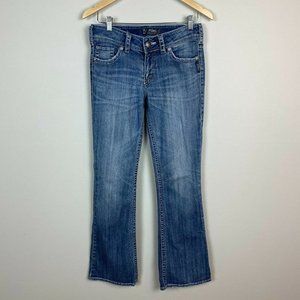 Silver Suki Jeans 28 x30 Bootcut‎ Medium Wash Lightly Distressed Low Rise